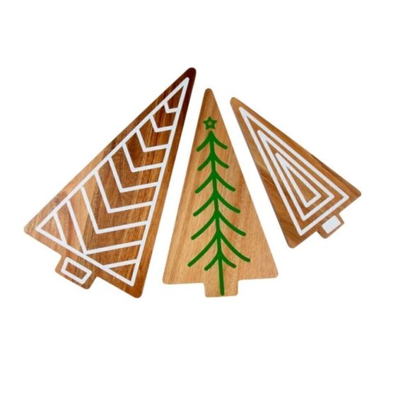 NWT Thirstystone Christmas Tree Serve Boards, Set of 3 - Multi Color - Picture 1 of 3